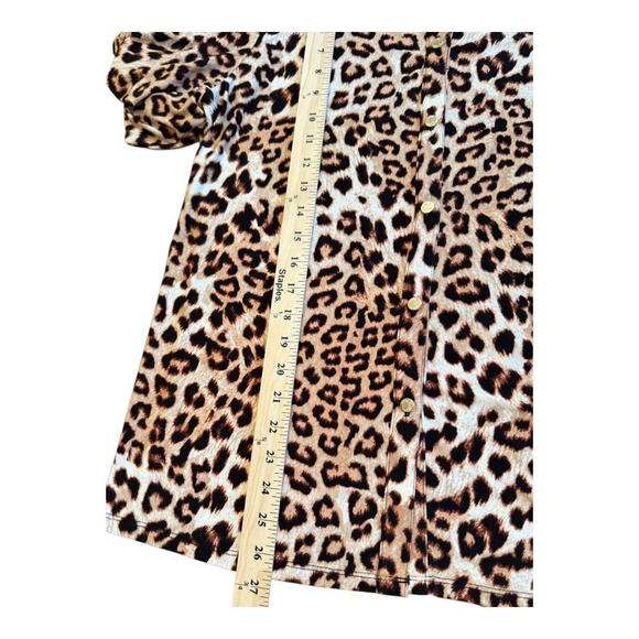 NWT Women's Anne Klein Leopard Print Blouse L Brown Black - Picture 11 of 12